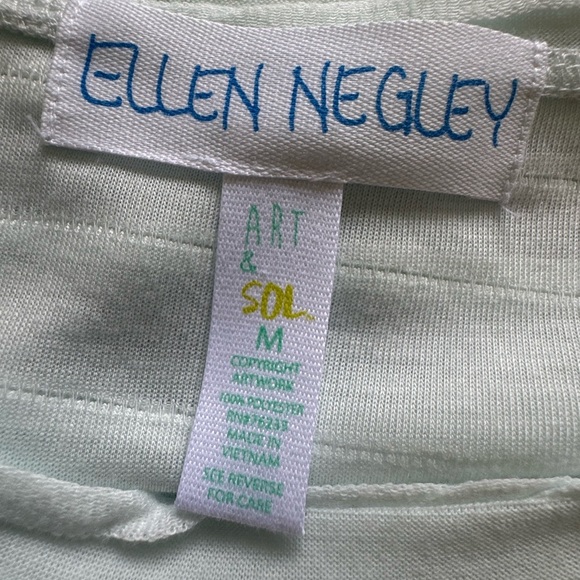 Ellen Negley Knit Short Sleeve Venice Italy Art & Soul Canal Blouse Size Medium - Picture 8 of 12